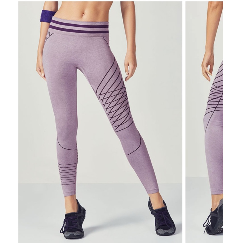 Fabletics Seamless Printed Ananda Purple Tights S… - image 1